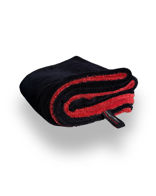 Microfiber Twisted Loop Drying Towel Black Folded